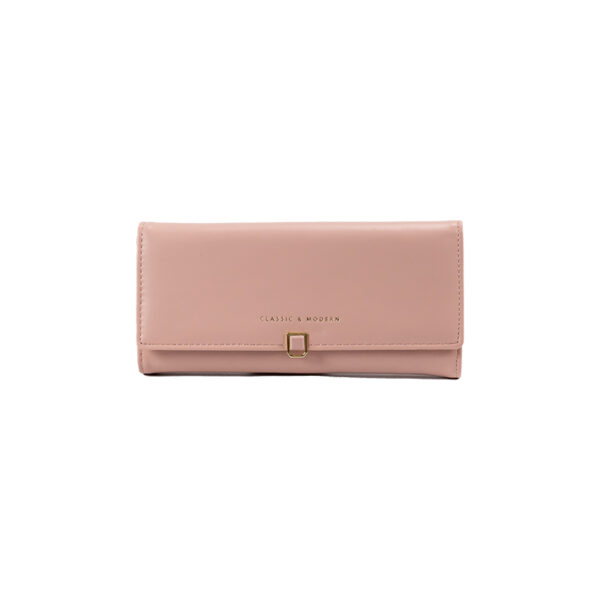 πορτοφόλι μεγάλο με χρυσό κούμπωμα σε ροζ