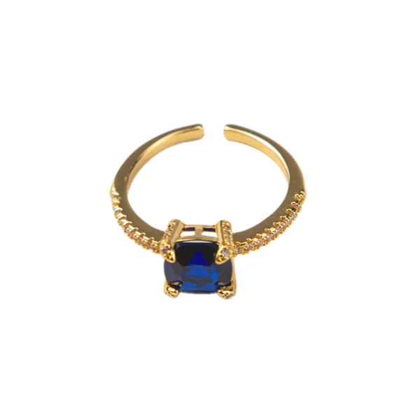δαχτυλίδι ανοιγόμενο με μπλε πέτρα ατσάλινο σε χρυσό