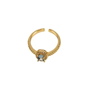 δαχτυλίδι ανοιγόμενο μονόπετρο με στρας ατσάλινο σε χρυσό