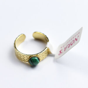 δαχτυλίδι calypso ατσάλινο χρυσό με πράσινο