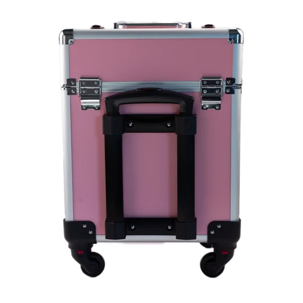 επαγγελματική βαλίτσα καλλυντικών ροζ με ροδάκια