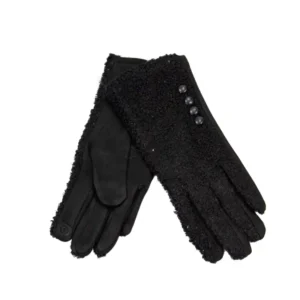 γάντια αφής υφασμάτινα τέντυ σε μαύρο