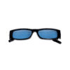 γυαλιά ηλίου ορθογώνια με μπλε φακό και κοκκάλινο μαύρο σκελετό
