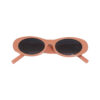 γυαλιά ηλίου οβαλ με κοκκάλινο σκελετό ροζ χρώματος και φακό μαύρο