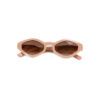 γυαλιά ηλίου πολυγωνικά κοκκάλινα με σκελετό ροζ απαλό και φακό καφέ