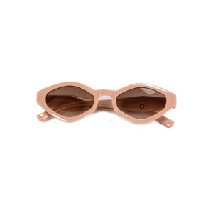 γυαλιά ηλίου πολυγωνικά κοκκάλινα με σκελετό ροζ απαλό και φακό καφέ