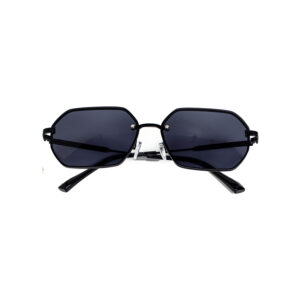 γυαλιά ηλίου πολυγωνικά με μαύρο φακό και μεταλλικό σκελετό μαύρο