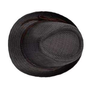 καπέλο καβουράκι ψάθινο μαύρο με λεπτή λεπτομέρεια