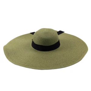 καπέλο ψάθινο με μεγάλο φιόγκο σε μπεζ σκούρο χρώμα
