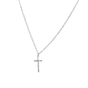 κολιέ σταυρός crystal cross σε ασημί χρώμα