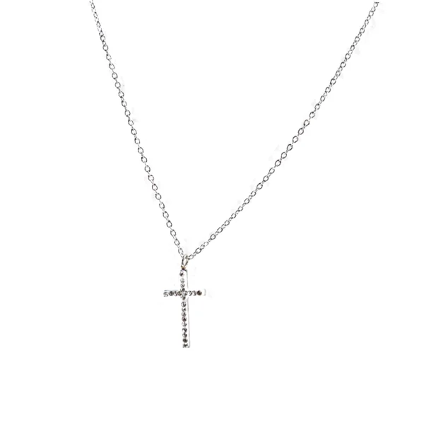 κολιέ σταυρός crystal cross σε ασημί χρώμα