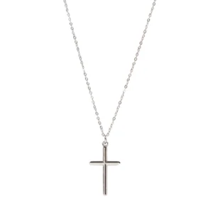 κολιέ σταυρός simple cross σε ασημί χρώμα