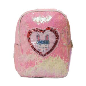 παιδική μπάκπακ με λαγουδάκι σε καρδιά ροζ
