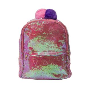 παιδική τσάντα πλάτης με παγιέτες και αστεράκια σε ροζ