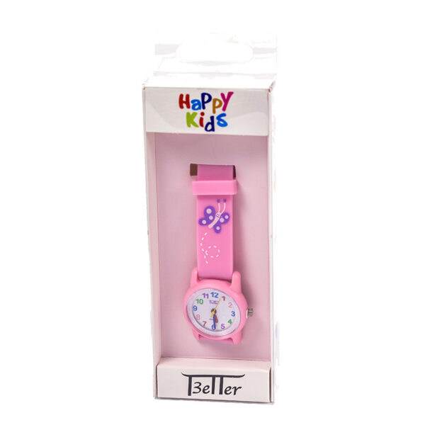 παιδικό ρολόι πεταλούδα σε ροζ χρώμα