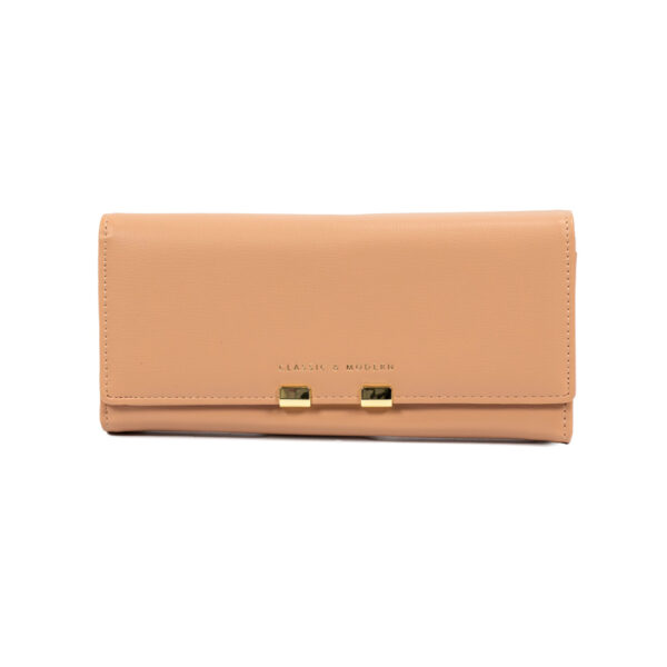 πορτοφόλι με χρυσές λεπτομέρειες ροζ