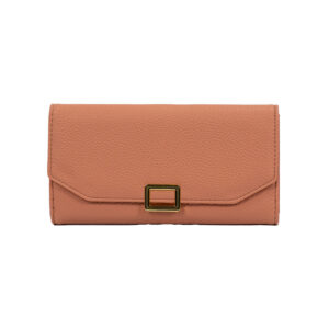 πορτοφόλι με χρυσό τετράγωνο κούμπωμα ροζ