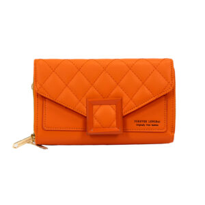 πορτοφόλι με κούμπωμα και φερμουάρ πορτοκαλί χρώματος