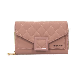 πορτοφόλι με κούμπωμα και φερμουάρ ροζ