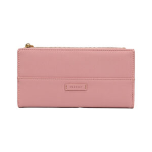 πορτοφόλι μεγάλο με κουμπί ροζ