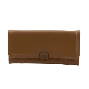πορτοφόλι μεγάλο με μεταλλικό κούμπωμα σε καφέ χρώμα