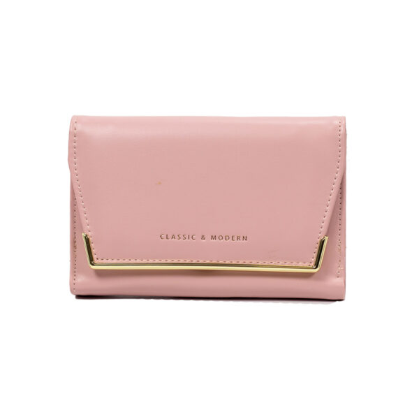 πορτοφόλι μικρό με χρυσή λεπτομέρεια ροζ