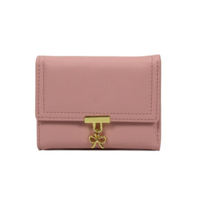 πορτοφόλι μικρό με χρυσό φιογκάκι ροζ