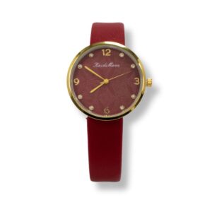 ρολόι χειρός με λουράκι δερματίνης σε κόκκινο χρώμα