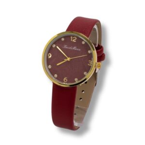 ρολόι χειρός με λουράκι δερματίνης σε κόκκινο χρώματος