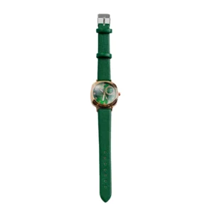 ρολόι fiorella με λουράκι δερματίνη και στρογγυλό καντράν σε πράσινο