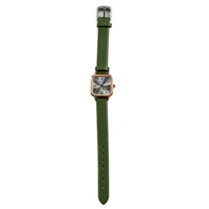 ρολόι simply slim με λουράκι δερματίνη και τετράγωνο καντράν σε πράσινο