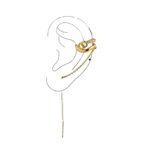 σκουλαρίκι ίαρ καφ κρίκος με αλυσίδα σε χρυσό