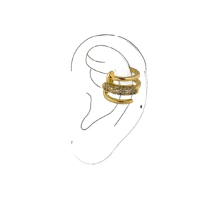 σκουλαρίκι ίαρ καφ κρίκος τριπλός σε χρυσό