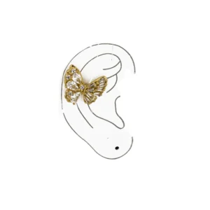 σκουλαρίκι ίαρ καφ κρίκος πεταλούδα σε χρυσό
