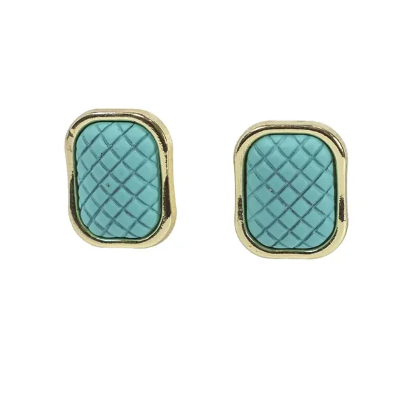 σκουλαρίκια βίντατζ χρυσά με πράσινη πέτρα σε τετράγωνο σχήμα