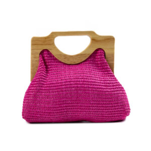 τσάντα boho ψάθινη σε φούξια χρώμα
