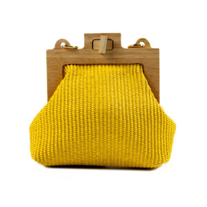 τσάντα boho small ψάθινη σε κίτρινο χρώμα