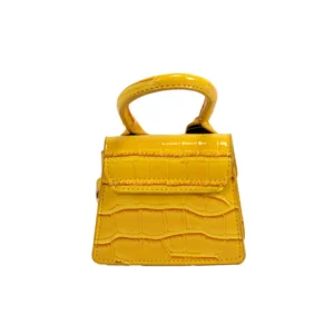 τσάντα χιαστί κροκό μικρό μέγεθος κίτρινη