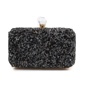 τσάντα clutch με πέτρες σε μαύρο