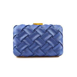 τσάντα clutch με πλέξεις σε μπλε χρώμα