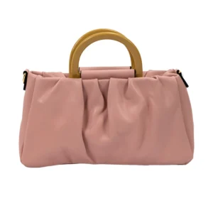 τσάντα ώμου με κοκάλινο στρογγυλό χερούλι σε ροζ χρώμα