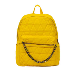 τσάντα πλάτης καπιτονέ με αλυσίδα σε κίτρινο