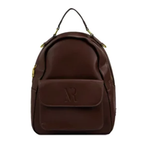 τσάντα πλάτης με εξωτερική τσέπη σε καφέ χρώμα