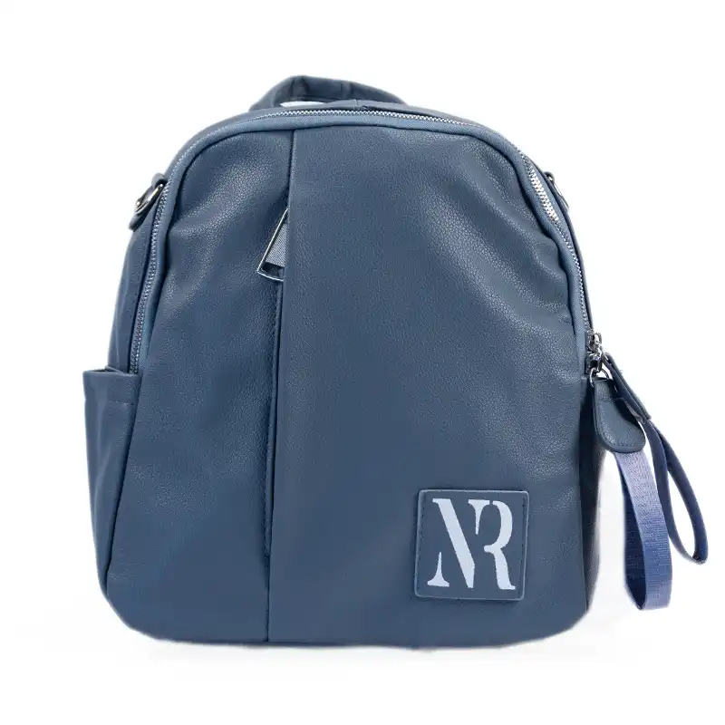 τσάντα πλάτης με εξωτερικό φερμουάρ σε μπλε χρώμα