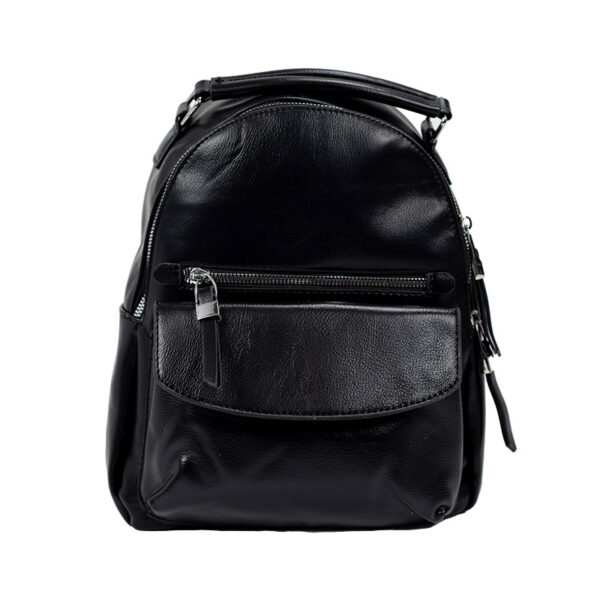 τσάντα πλάτης με φερμουάρ και τσέπη μπροστά μαύρο