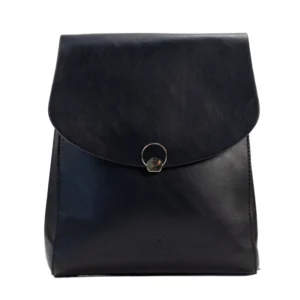 τσάντα πλάτης με μεταλλικό χρυσό κούμπωμα σε μαύρο χρώμα