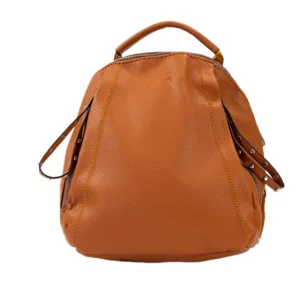 τσάντα πλάτης με πλαϊνά φερμουάρ σε καφέ χρώμα