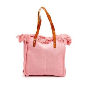 τσάντα θαλάσσης πάνινη σε ροζ χρώμα