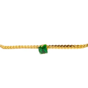 βραχιόλι αλυσίδα φίδι με πράσινη πέτρα σε χρυσό