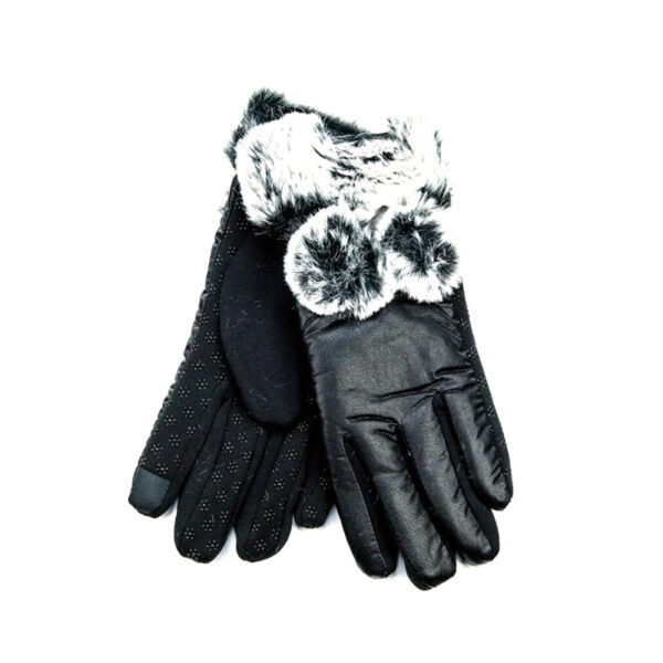 Γάντια Γυναικεία Χειμωνιάτικα Μαύρα με Γουνάκι